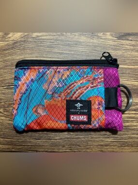 CHUMS x Aquaflauge Teal & Orange Patterned Key & Card Holder